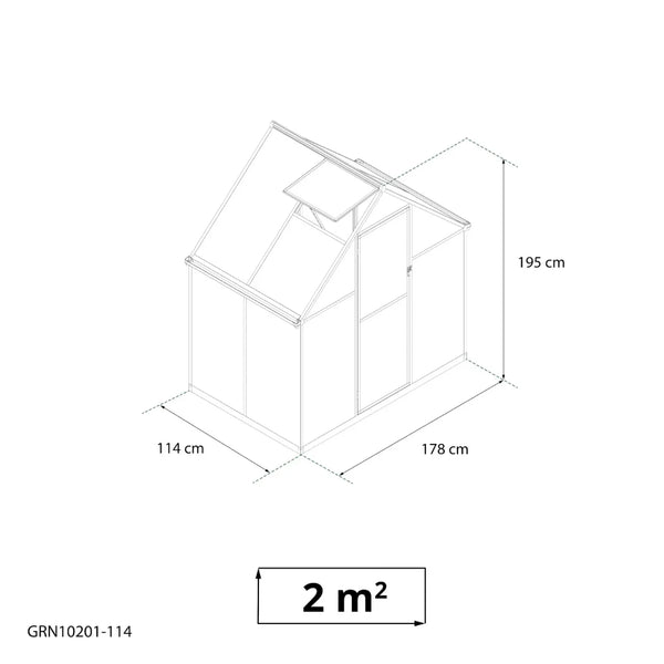 Drivhus Essential Smal Sort 114 cm - Polycarbonat