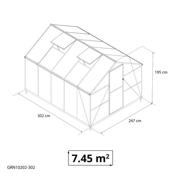 Drivhus Essential Sort 302 cm - Polycarbonat