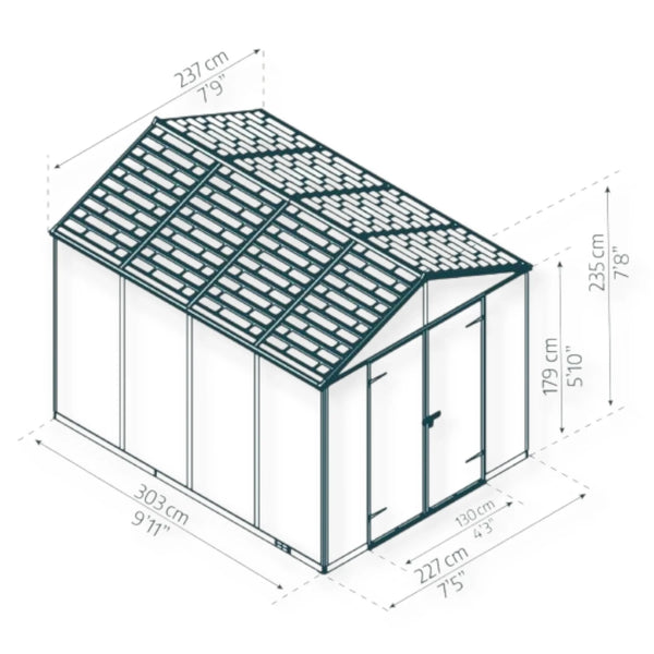 Skur Rubicon 7,2 m2- Mørkegrå