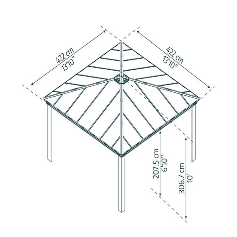 Pavillon Dallas 4,2 x 4,2 meter - Antracitgrå