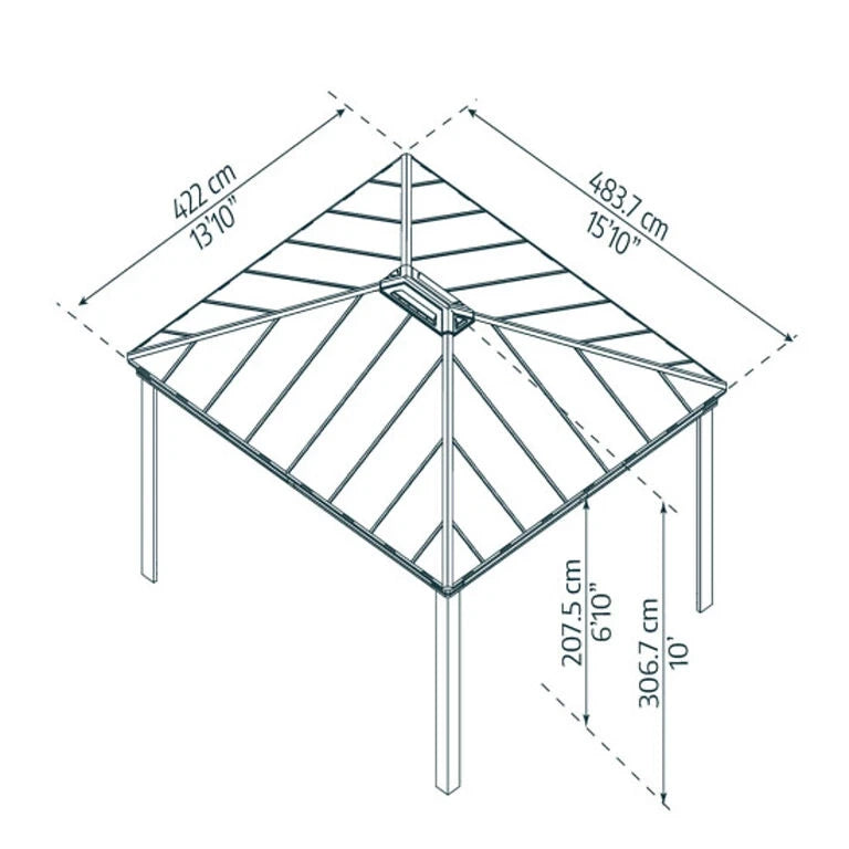 Pavillon Dallas 4,2 x 4,8 meter - Antracitgrå