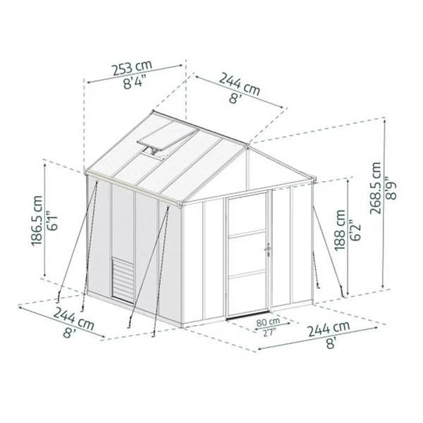 Drivhus Glory 6,2 m2 - Grå