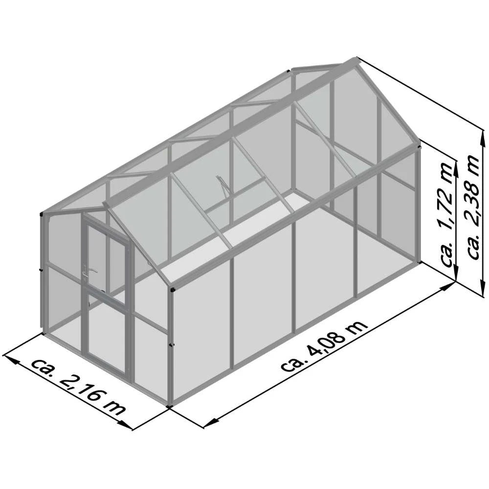 Greenhouse Galant IV, 4 mm glass + polycarbonate, fir green