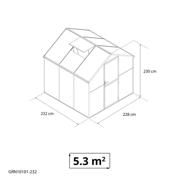 Drivhus Premium Sort 232 cm - Glas/Polycarbonat