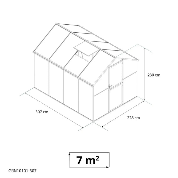 Drivhus Premium Sort 307 cm - Glas/Polycarbonat