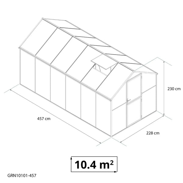 Drivhus Premium Sort 457 cm - Glas/Polycarbonat