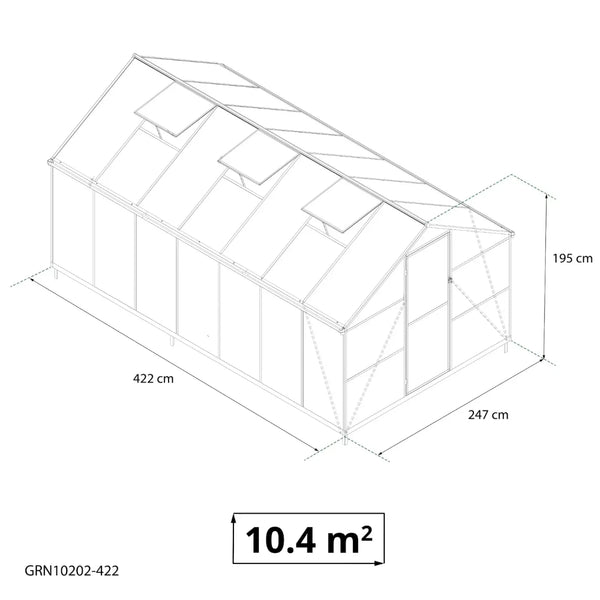 Drivhus Essential Sort 422 cm - Polycarbonat