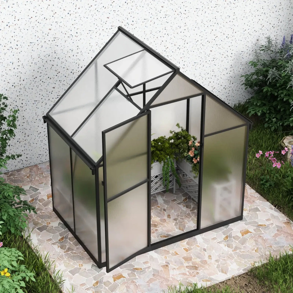 Drivhus Essential Smal Sort 114 cm - Polycarbonat