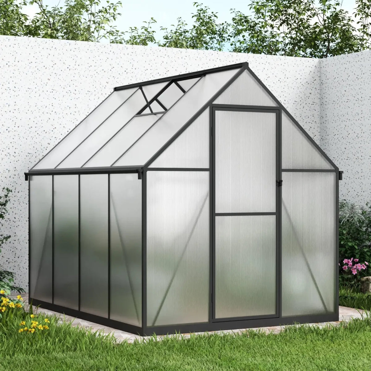 Drivhus Essential Smal Sort 225 cm - Polycarbonat