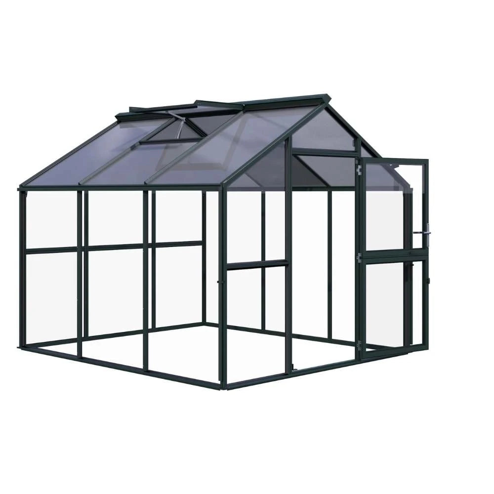 Greenhouse Novum III, 4 mm glass + polycarbonate, fir green